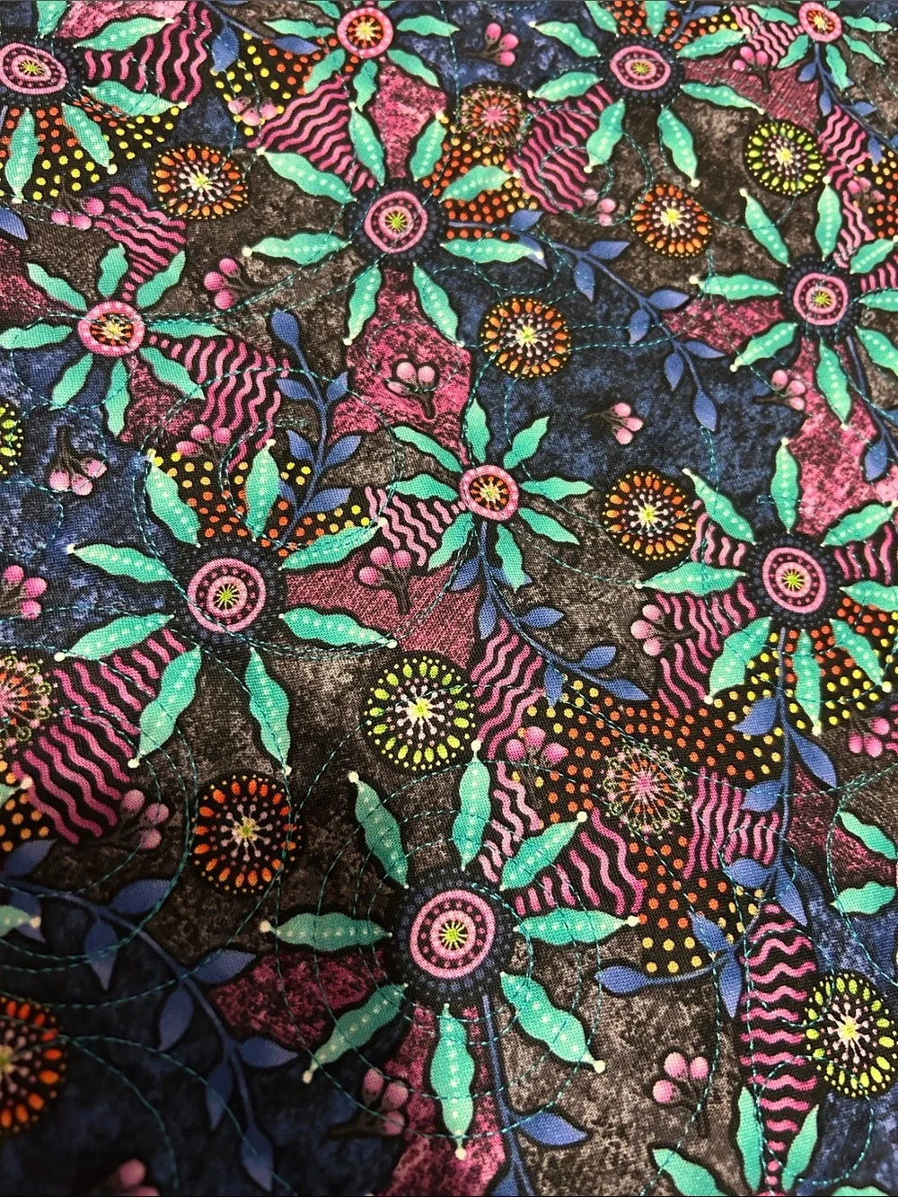 ONE OF A KIND- HANDCRAFTED Multicolor Strip Quilt - Vibrant Green, Blue & Pink